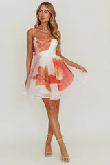 Athens Flared Bow Mini Dress Off White