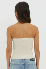 Flora Strapless Knit Top Cream