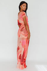 Tumi Short Sleeve Maxi Dress Printed Red
