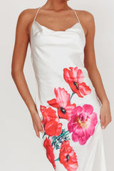 Seren Backless Cowl Neck Maxi Dress White