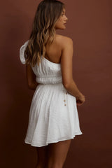 True Heart One-Shoulder A-Line Dress White