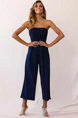 Chosen Strapless Wide Leg Jumpsuit Navy