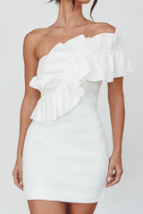 Grecca One-Shoulder Mini Dress Off White