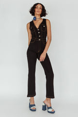 Jazelle Button Front Jumpsuit Black