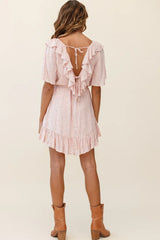 Piper V-Back String Tie Dress Floral Print Pink