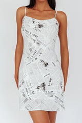 Manifest It Cami Strap Mini Dress Print Off White