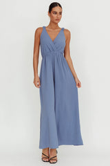 Everything Crossover Strap Jumpsuit Storm Blue