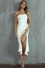 Yvette Wrap Neckline Midi Dress Oyster