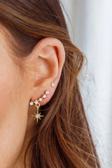 Virgo Crystal Star Earrings Gold