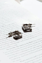 Maddox Small Square Hoop Earrings Silver