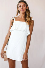 West Braid Detail Ruffle Bust Dress White