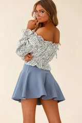 Rowena A-Line Knit Flounce Skirt Midnight Blue