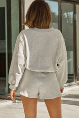 La Femme Drawstring Side Pockets Font Shorts Grey Marle