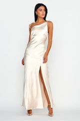 Heart's Desire String-Tie Shoulder Dress Champagne