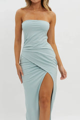 Evette Strapless Split Maxi Dress Sage