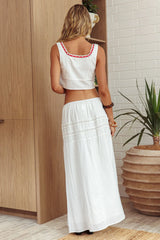 Rosen Tie Maxi Skirt White