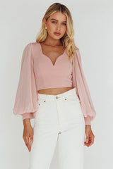 Romance Novel Sweetheart Neckline Open Back Top Blush