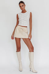 Eka Drawstring Mini Skort Cream