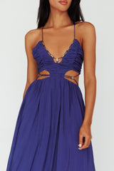 Tenyl Open Back Strappy Midi Dress Navy