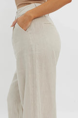 Dodie Straight Leg Trouser Pants Linen Oat