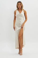 Gwendelynn Floral Back Strap Dress Champagne