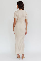 Shaylee Short Sleeve Knit Maxi Dress Sand