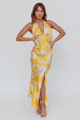 Brighter Days Halterneck Split Midi Dress Sun