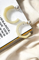 Sydney Perspex Hoop Pearl Back Earrings Beige