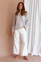 Kayce Dropped Shoulder Knit Sweater Grey