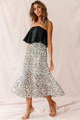 Marie Satin Bandeau Crop Top Black