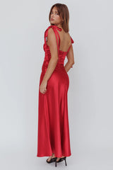 Pennelope Tied Shoulder Maxi Dress Wine