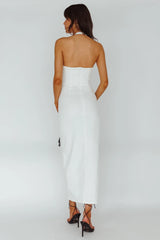 Renita Halterneck Button Maxi Dress White