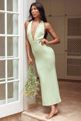Mayah Halterneck Maxi Dress Textured Sage