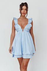 Siren Song Frill Strap Mini Dress Sky