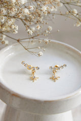 Virgo Crystal Star Earrings Gold