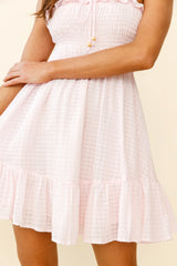Flynn Frill Strap Shirred Bust Dress Baby Pink