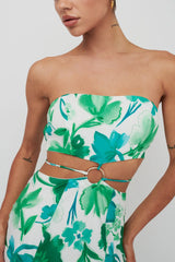 Tuscan Summers Strapless Cut-Out Midi Dress Green