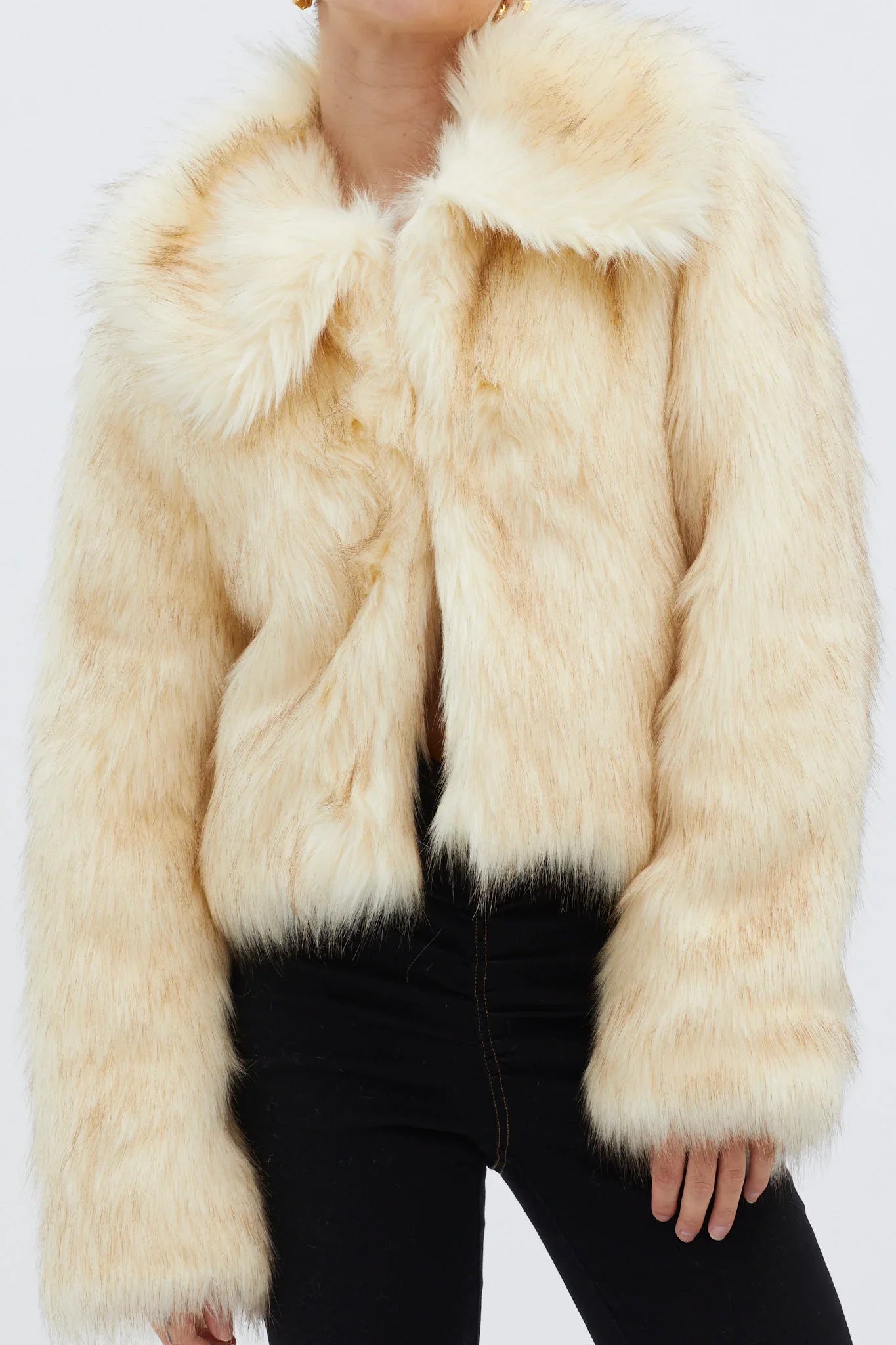 Nordic Faux Fur Collared Jacket Cream