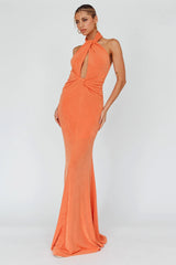 Ileana Twist Bodice Maxi Dress Orange