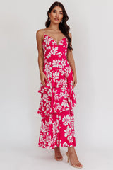 Carlo Tiered Ruffle Maxi Dress Pink