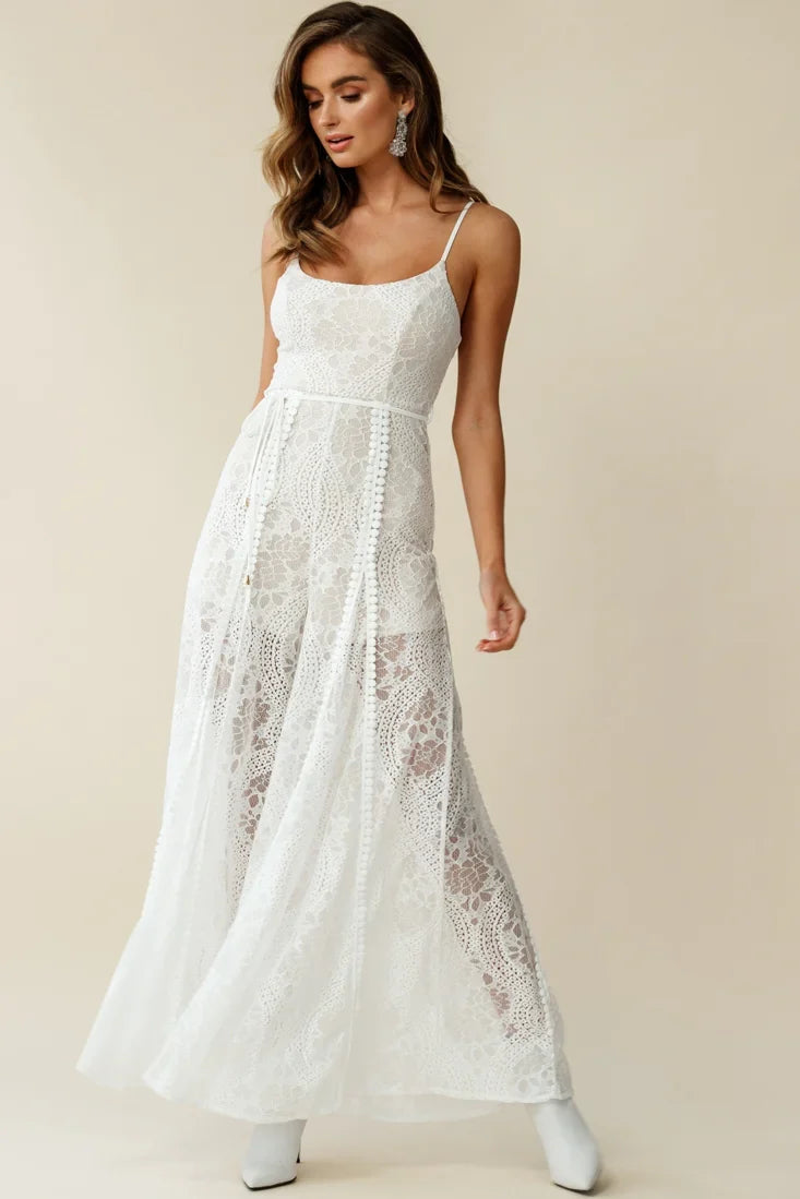 Palm Springs Lace Jumpsuit White
