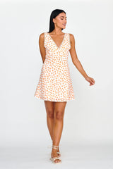 Miss Divine V-Neck Sun Dress Flower Tangerine