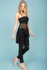Felicity Crochet Choke Collar Top Black