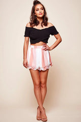 Candyland Scalloped Rose Stripe Shorts