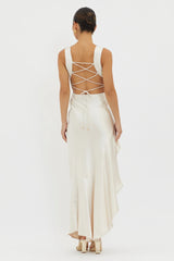 Ellianna Lace-Up Back Maxi Dress Champagne