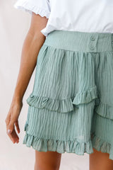 Mara Elasticated Waist Asymmetric Hem Skirt Olive