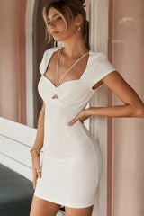 Evolution String Feature Structured Bust Bodycon Mini Dress White