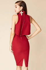 Amya Ruffle Midi Dress Burgundy