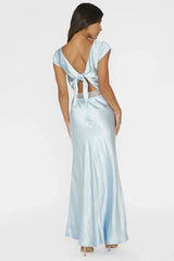 Taken Heart Lace Trim Tied Back Dress Baby Blue