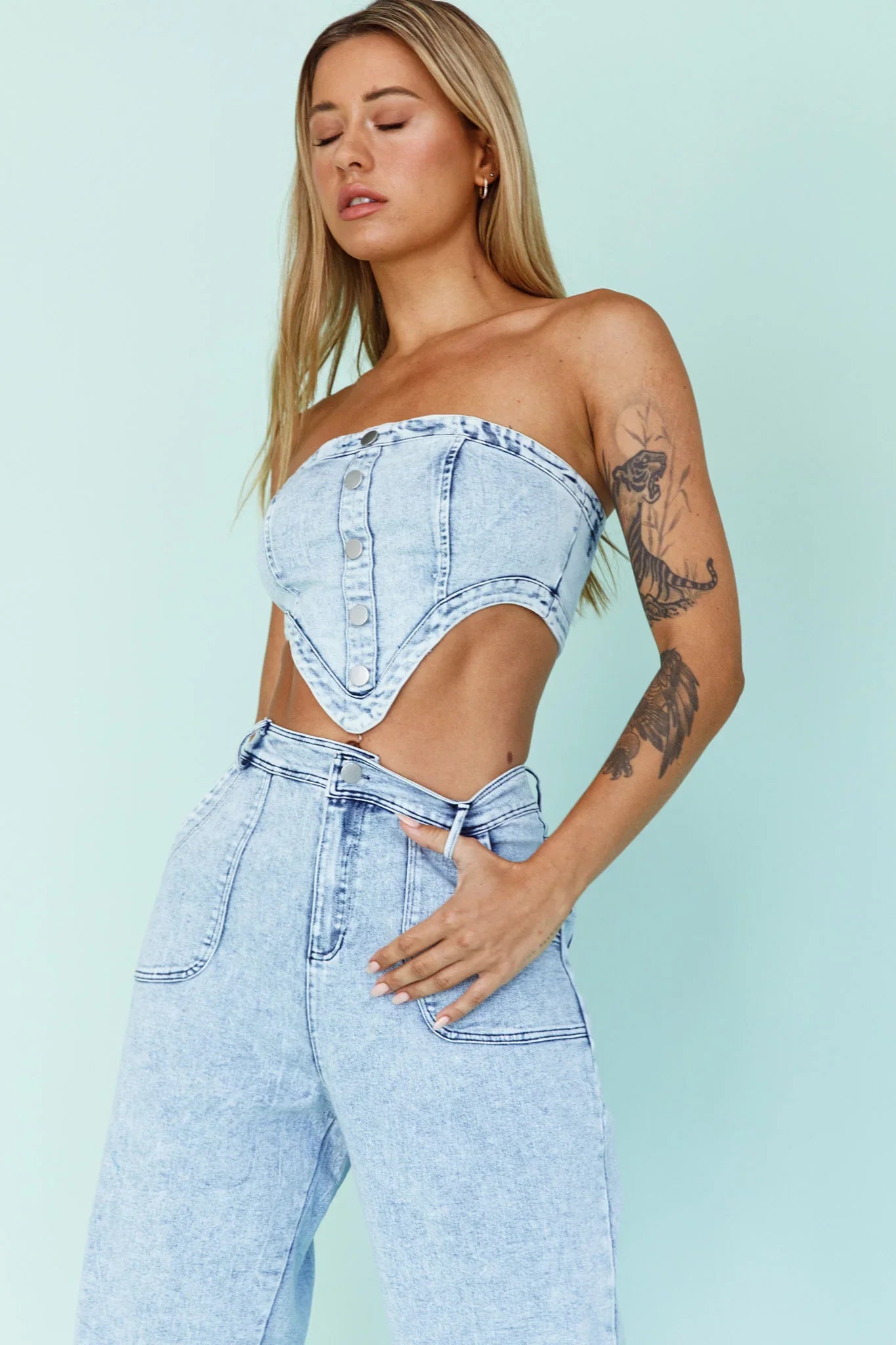 Uptown Wide Leg Pants Denim